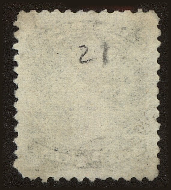 Back view of Canada Scott #21 stamp