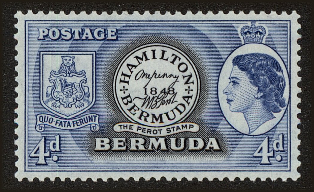 Front view of Bermuda 150 collectors stamp