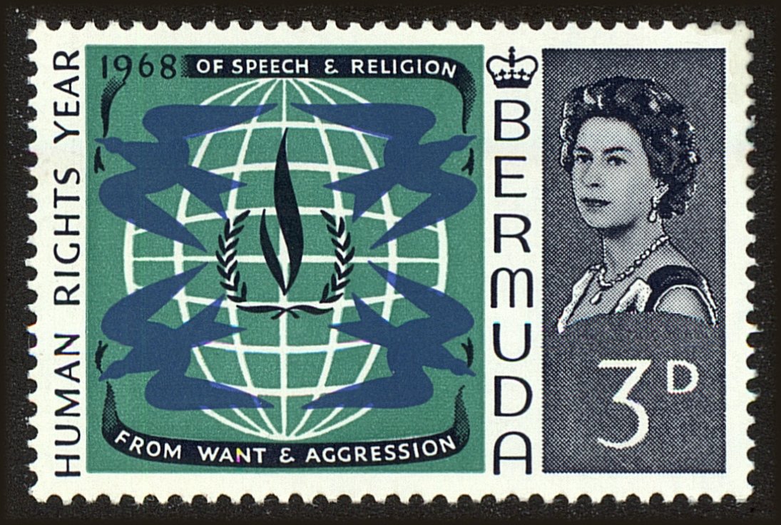 Front view of Bermuda 218 collectors stamp