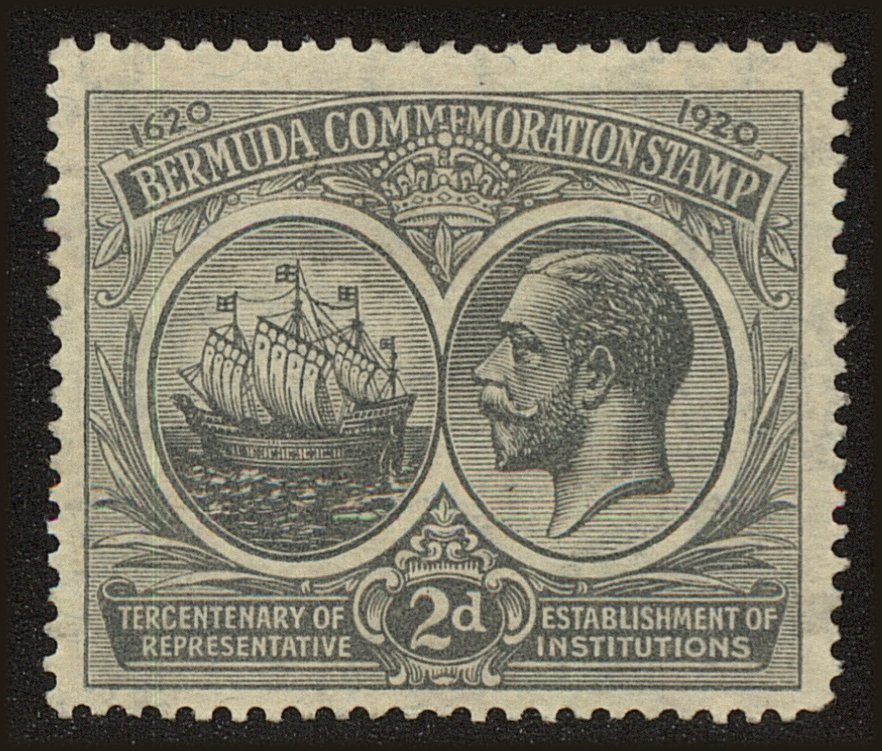 Front view of Bermuda 57 collectors stamp