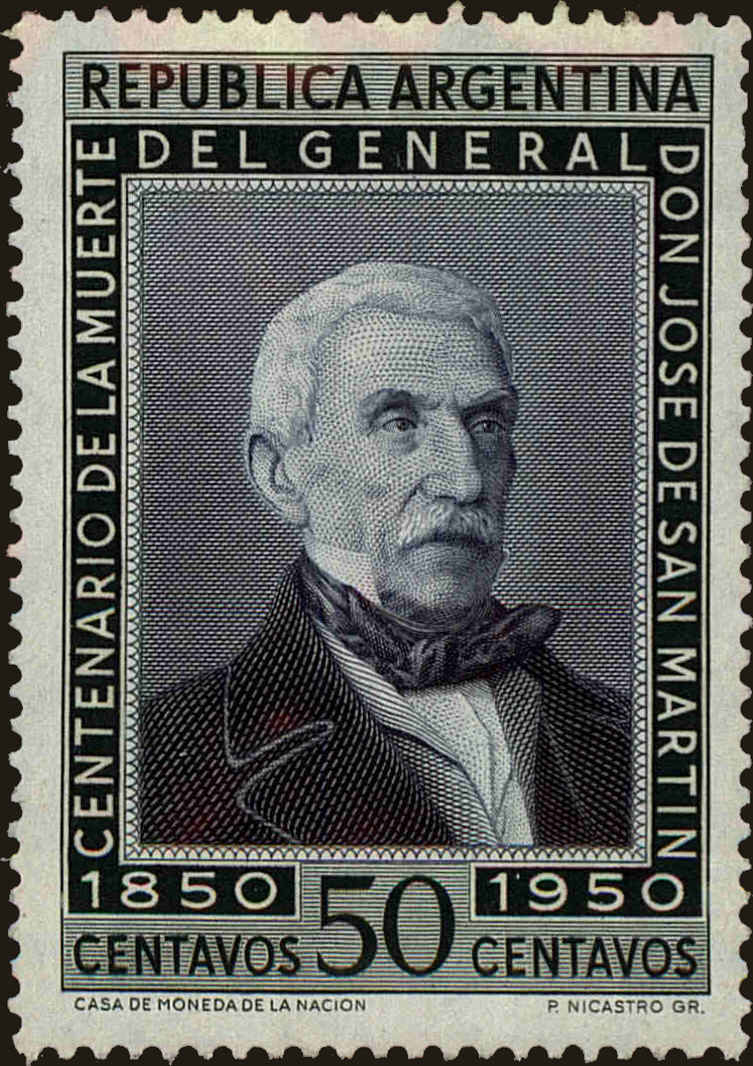 Front view of Argentina 590 collectors stamp