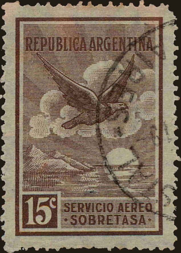 Front view of Argentina C3 collectors stamp