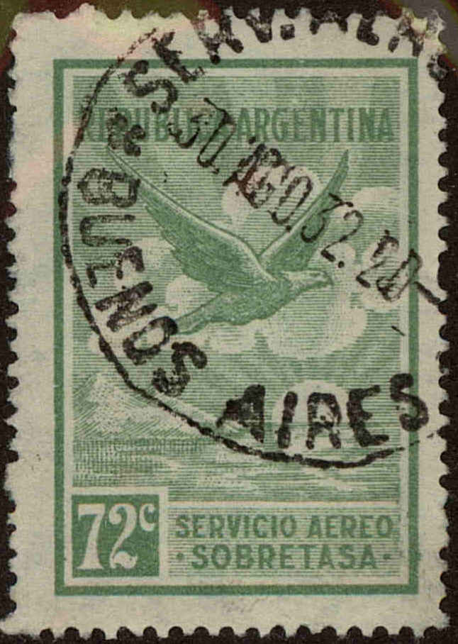 Front view of Argentina C13 collectors stamp
