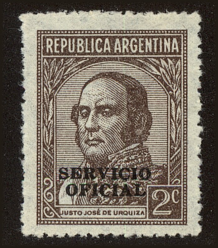 Front view of Argentina O38 collectors stamp