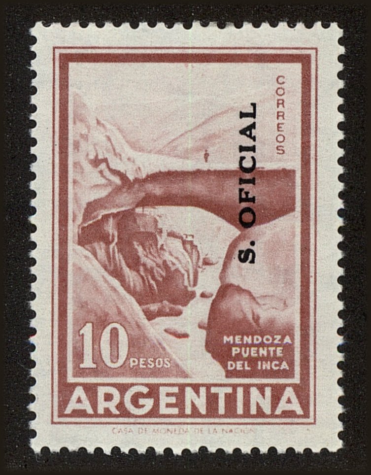 Front view of Argentina O133 collectors stamp