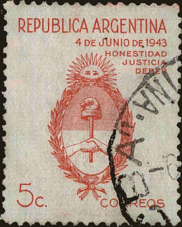 Front view of Argentina 508 collectors stamp