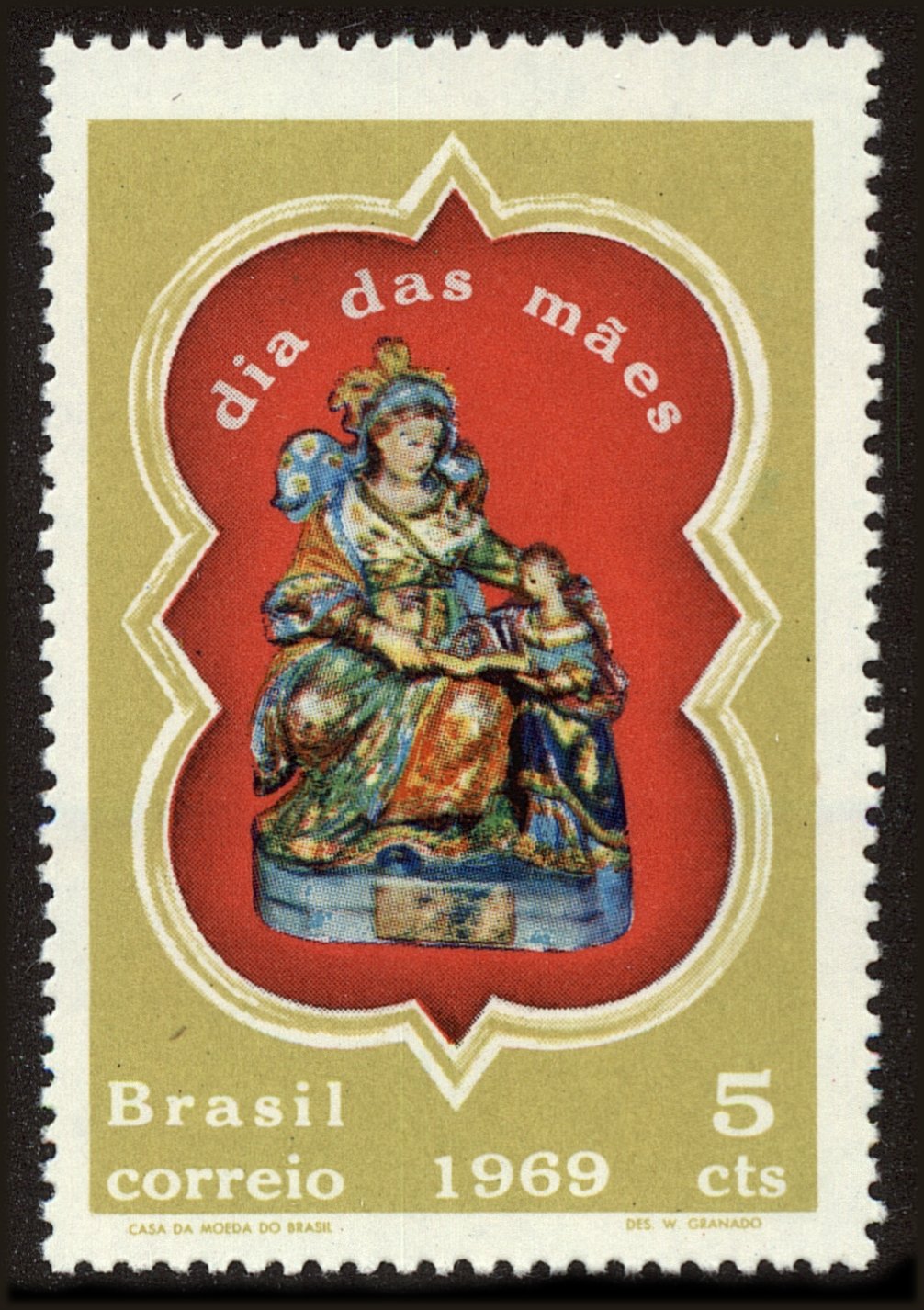 Front view of Brazil 1122 collectors stamp