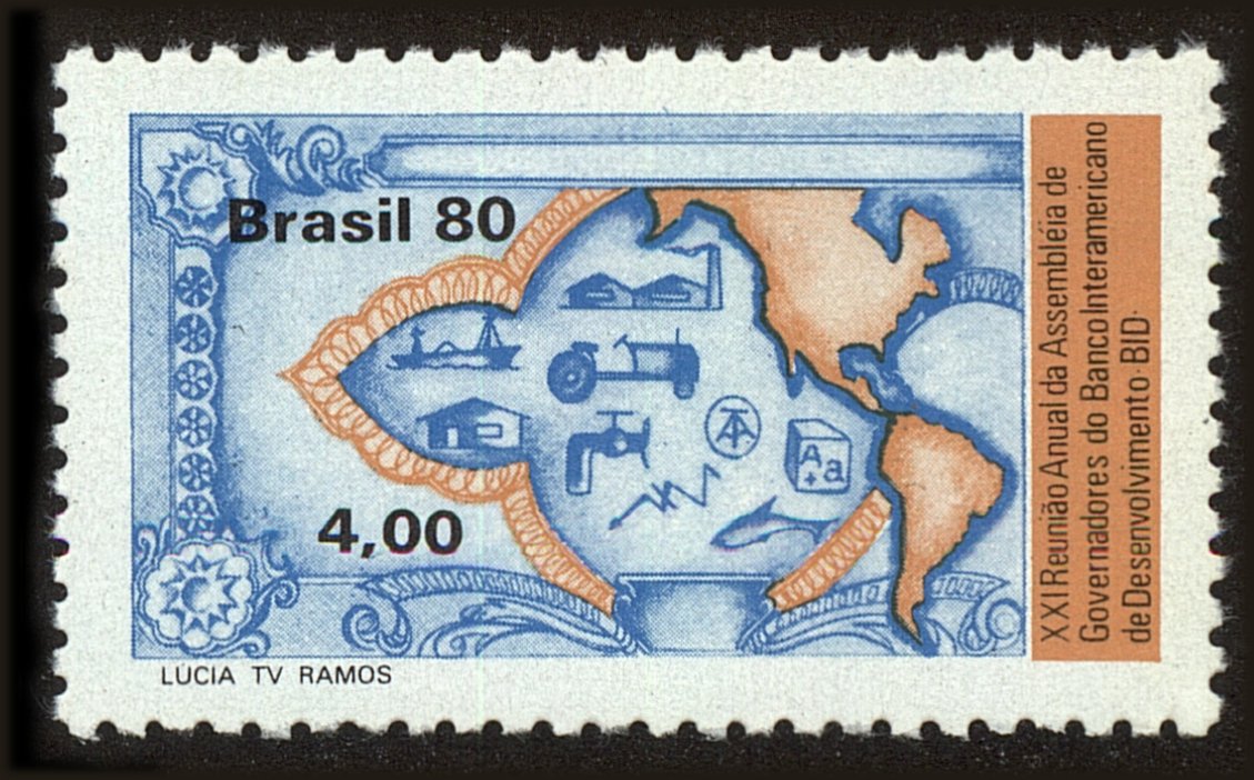 Front view of Brazil 1685 collectors stamp