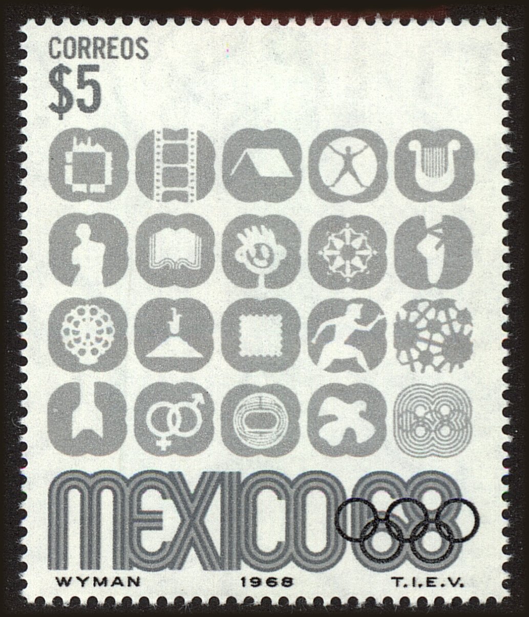 Front view of Mexico 1000 collectors stamp