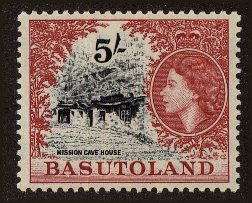 Front view of Basutoland 55 collectors stamp