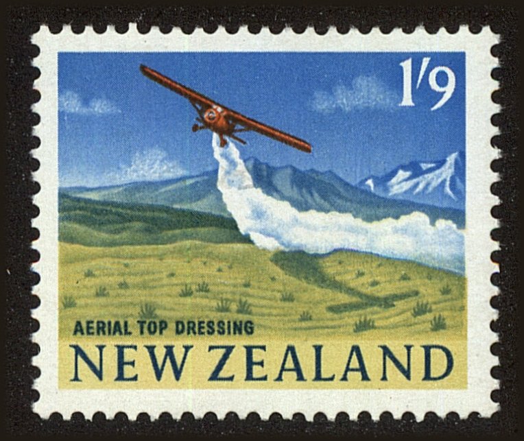 Front view of New Zealand 360 collectors stamp