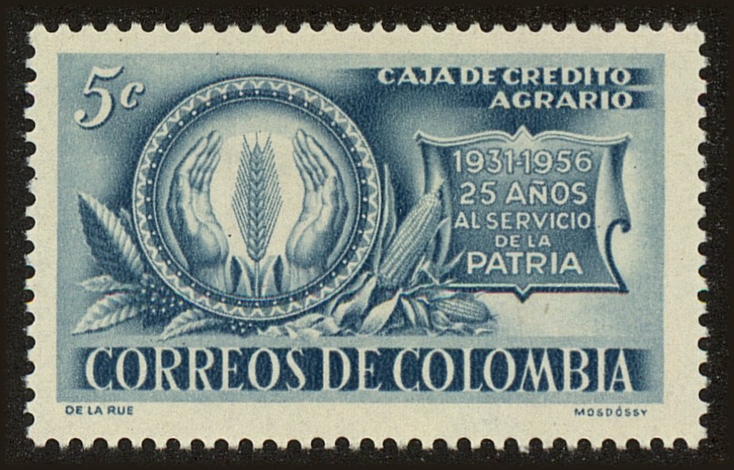 Front view of Colombia 672 collectors stamp