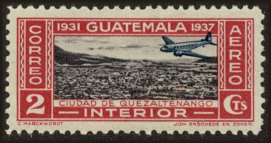 Front view of Guatemala C70 collectors stamp