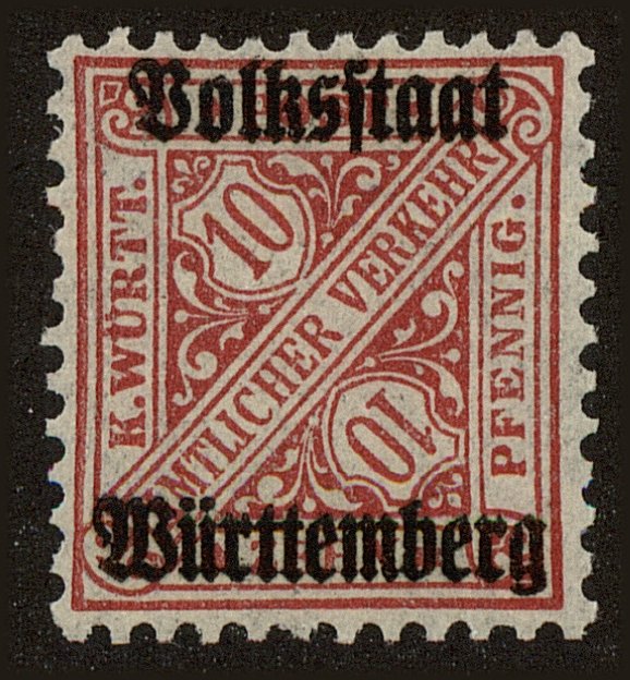 Front view of Wurttemberg O154 collectors stamp