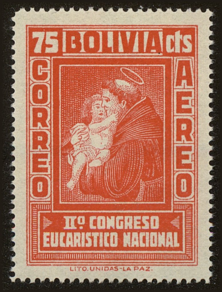 Front view of Bolivia C76 collectors stamp