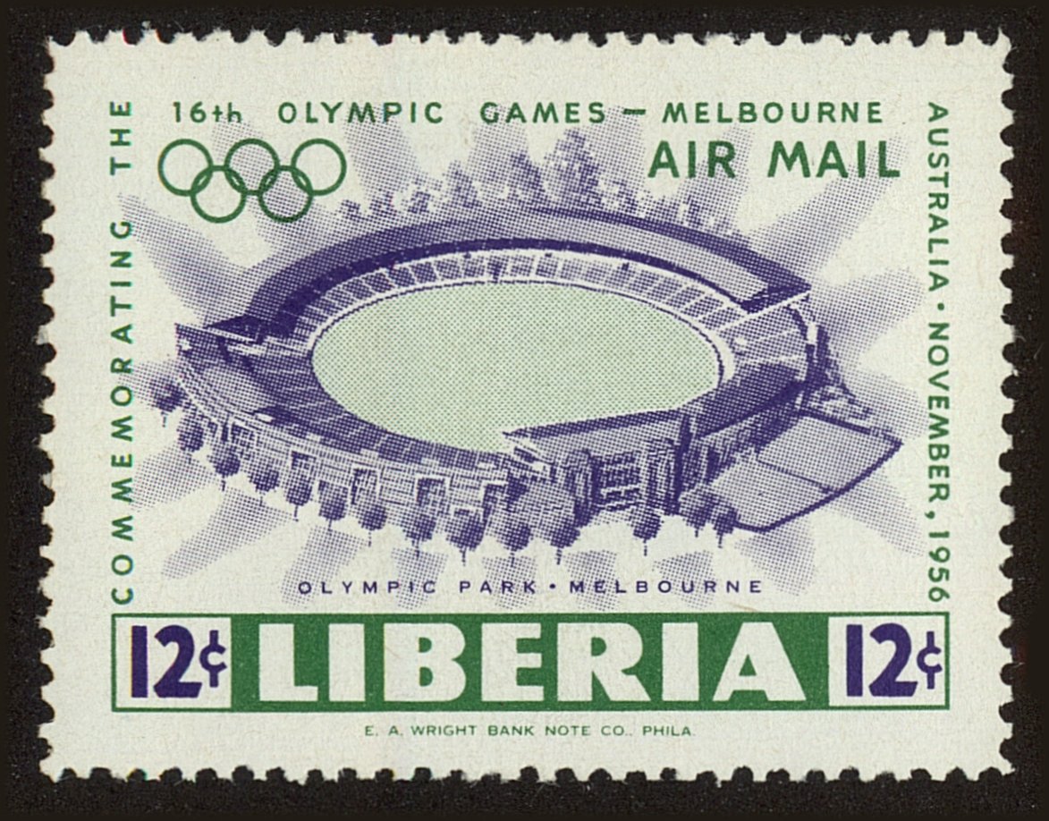 Front view of Liberia C104 collectors stamp