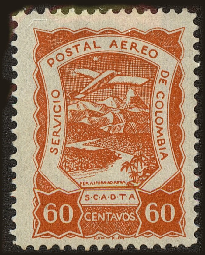 Front view of Colombia C31 collectors stamp