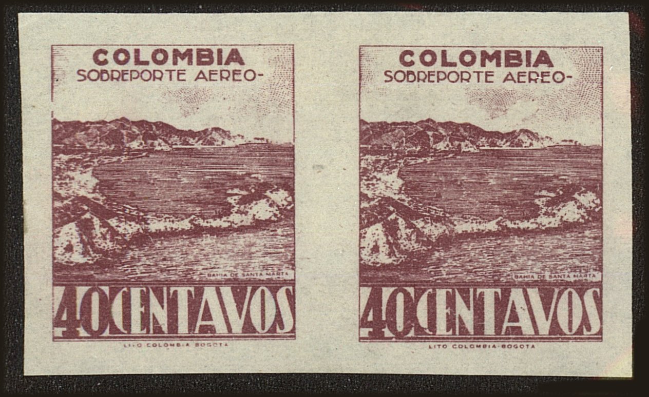 Front view of Colombia C139a collectors stamp