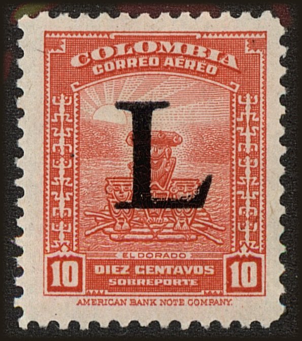 Front view of Colombia C176 collectors stamp
