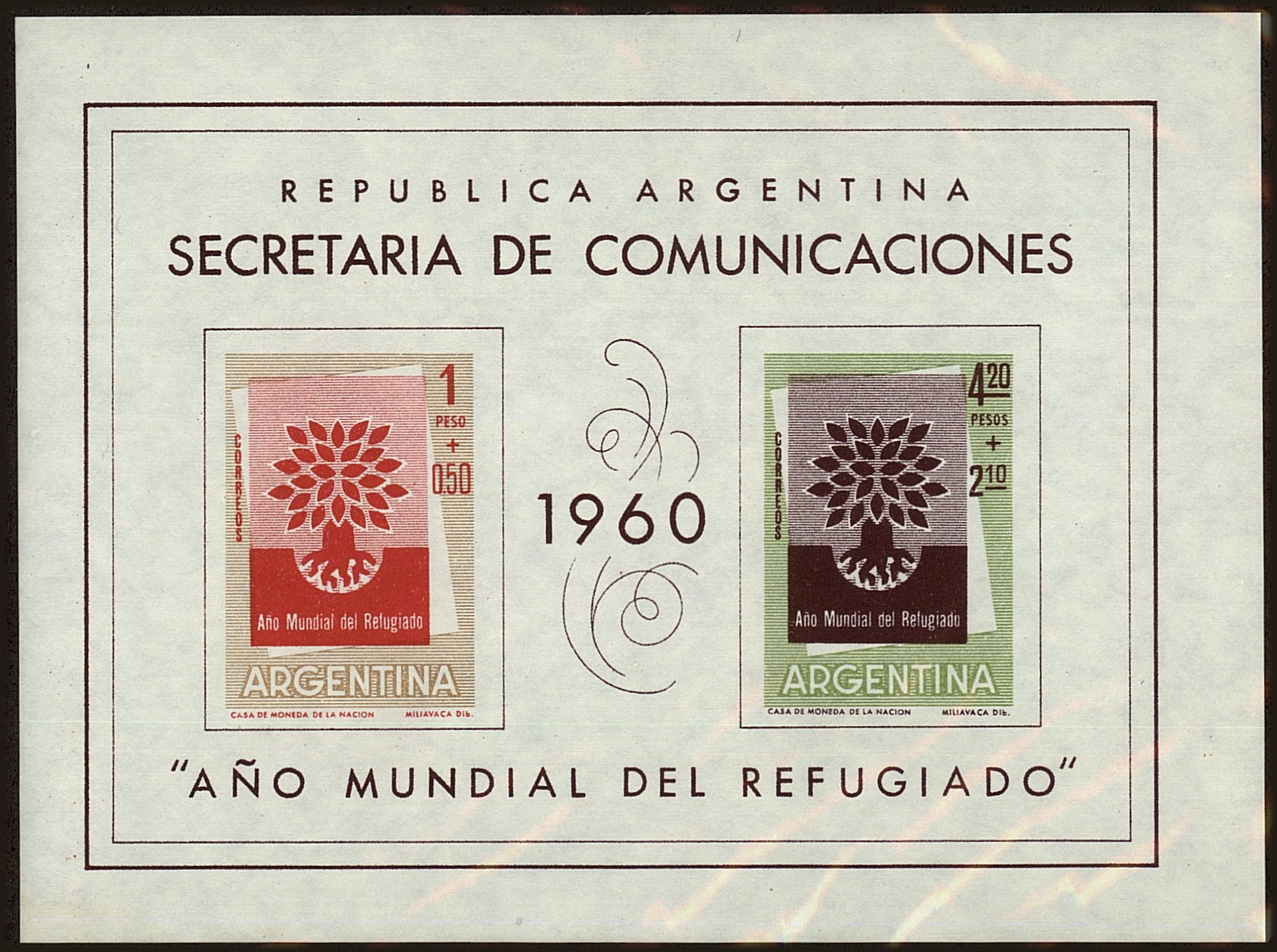 Front view of Argentina B25 collectors stamp