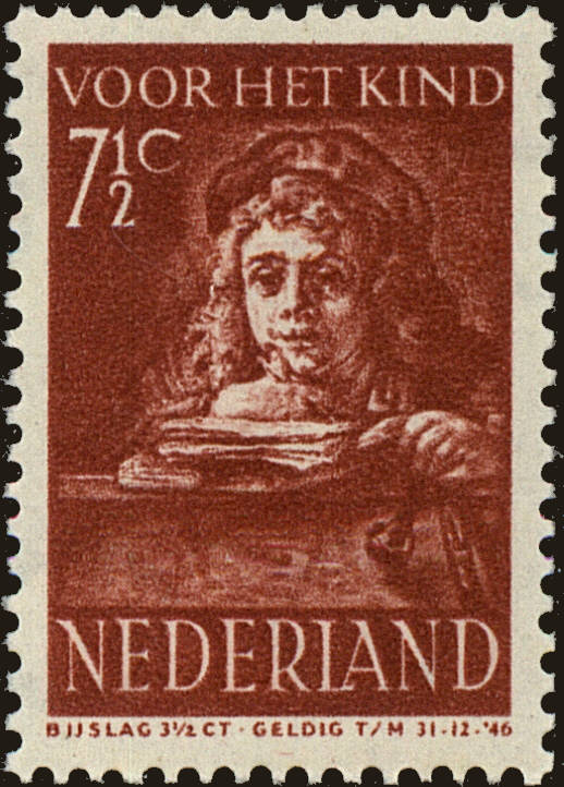 Front view of Netherlands B143 collectors stamp