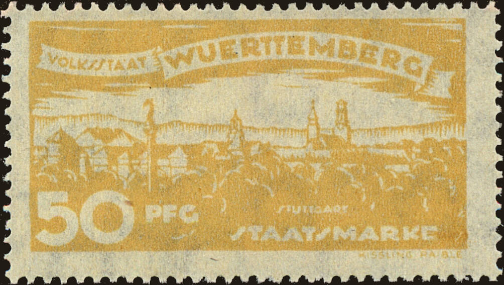 Front view of Wurttemberg O170 collectors stamp