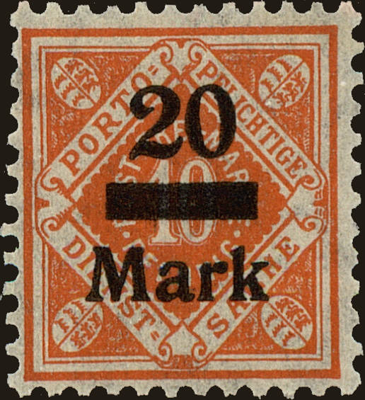 Front view of Wurttemberg O67 collectors stamp