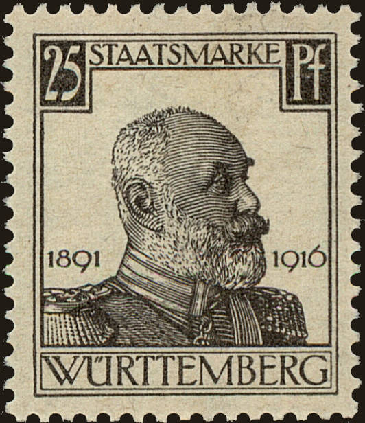 Front view of Wurttemberg O141 collectors stamp
