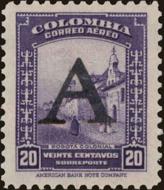Front view of Colombia C189 collectors stamp