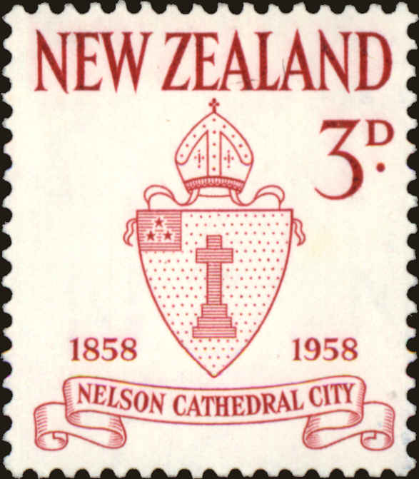 Front view of New Zealand 322 collectors stamp