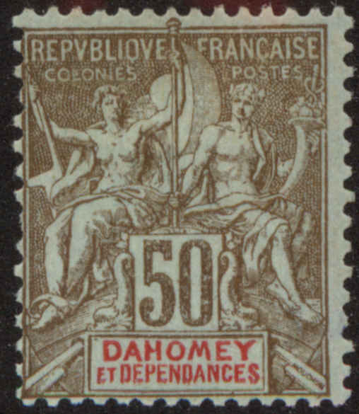 Front view of Dahomey 12A collectors stamp
