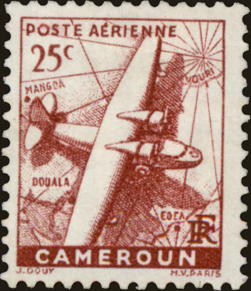 Front view of Cameroun (French) C15 collectors stamp