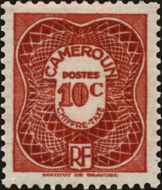 Front view of Cameroun (French) J24 collectors stamp