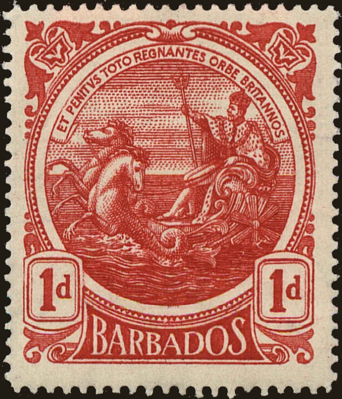 Front view of Barbados 129 collectors stamp