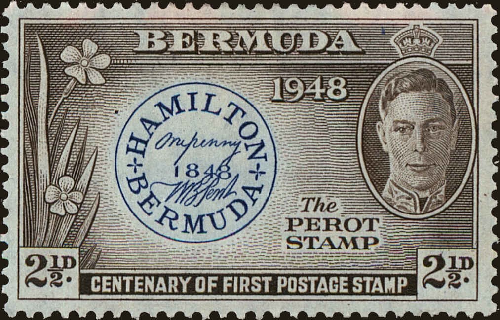 Front view of Bermuda 135 collectors stamp