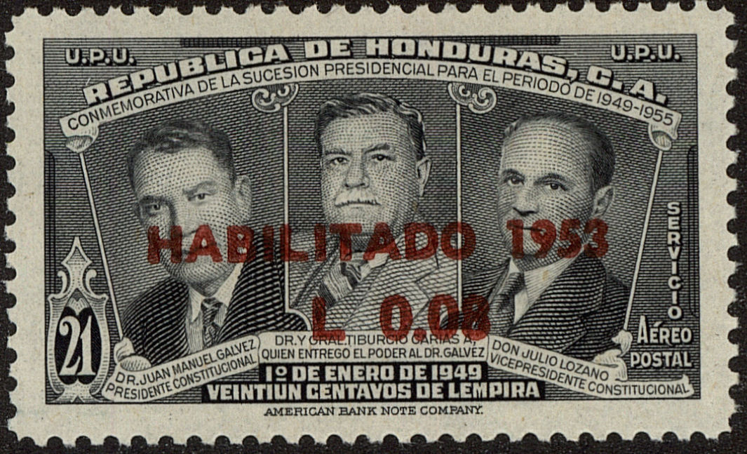 Front view of Honduras C207 collectors stamp