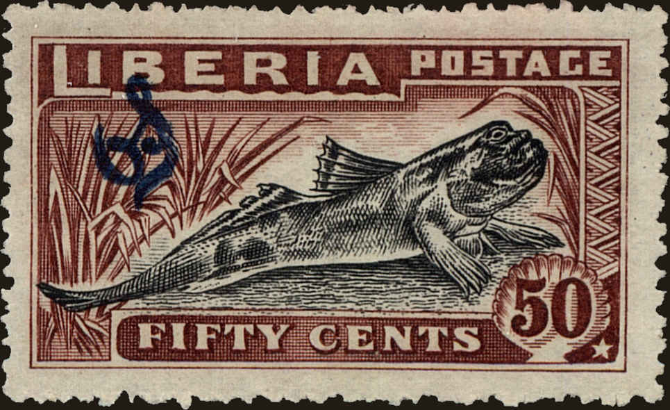Front view of Liberia O106 collectors stamp