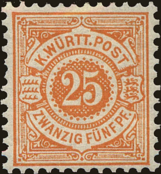 Front view of Wurttemberg 63 collectors stamp