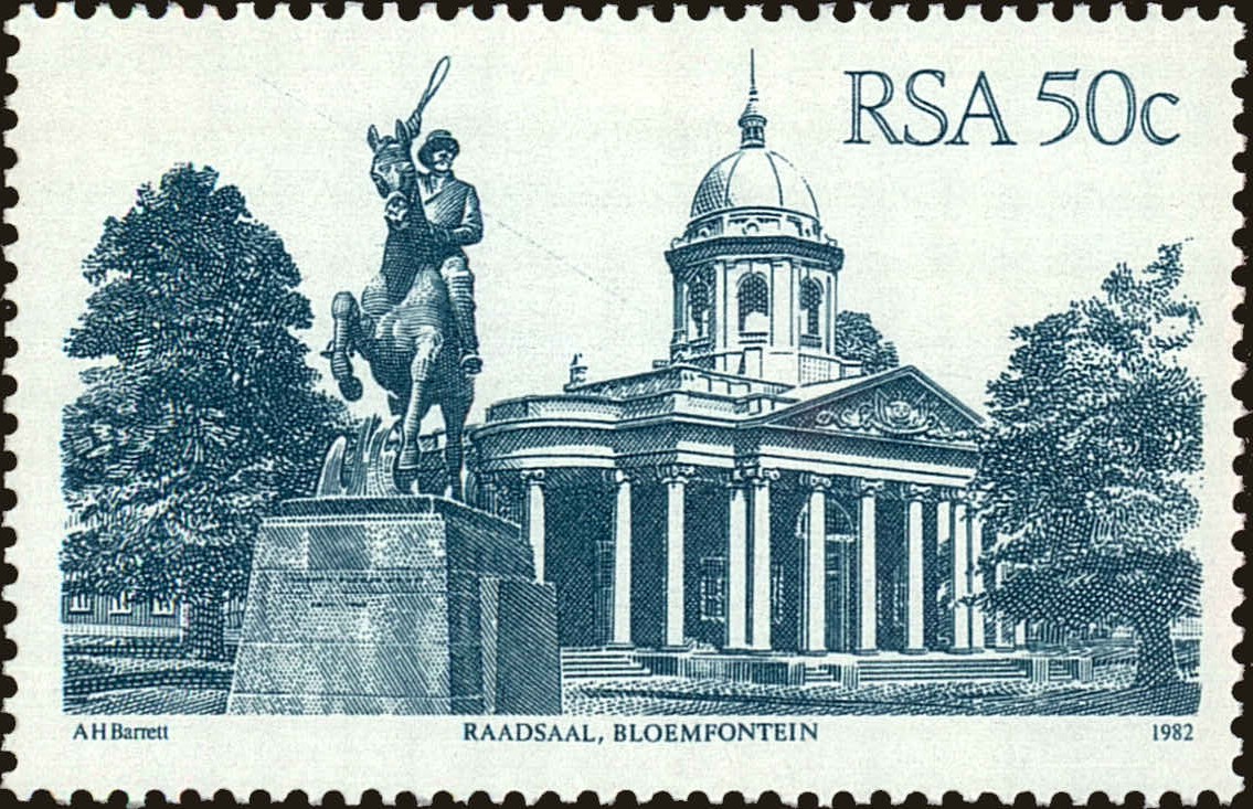 Front view of South Africa 587 collectors stamp