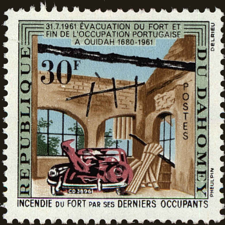 Front view of Dahomey 153 collectors stamp