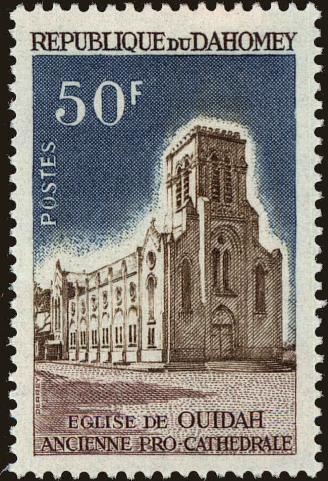 Front view of Dahomey 213 collectors stamp