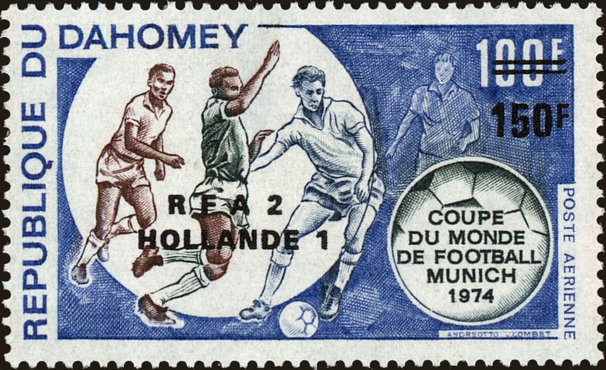 Front view of Dahomey C220 collectors stamp