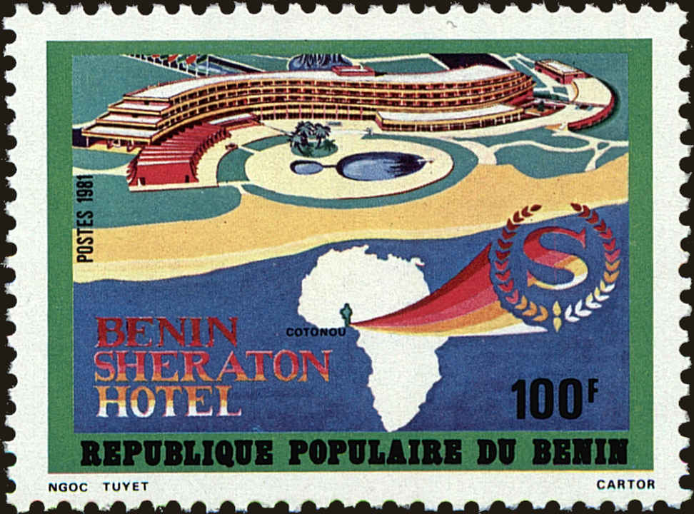 Front view of Benin 509 collectors stamp