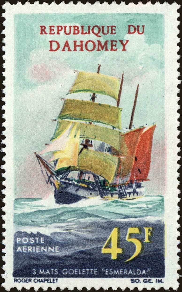 Front view of Dahomey C52 collectors stamp