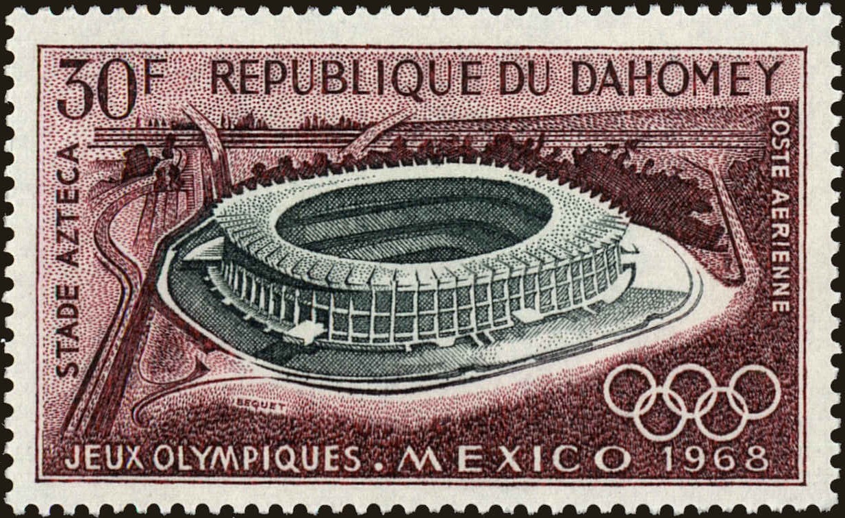 Front view of Dahomey C85 collectors stamp