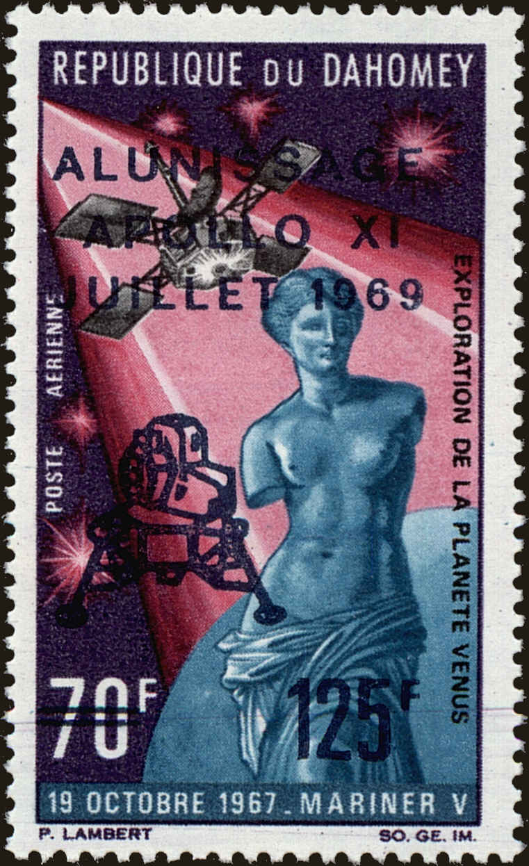 Front view of Dahomey C103 collectors stamp