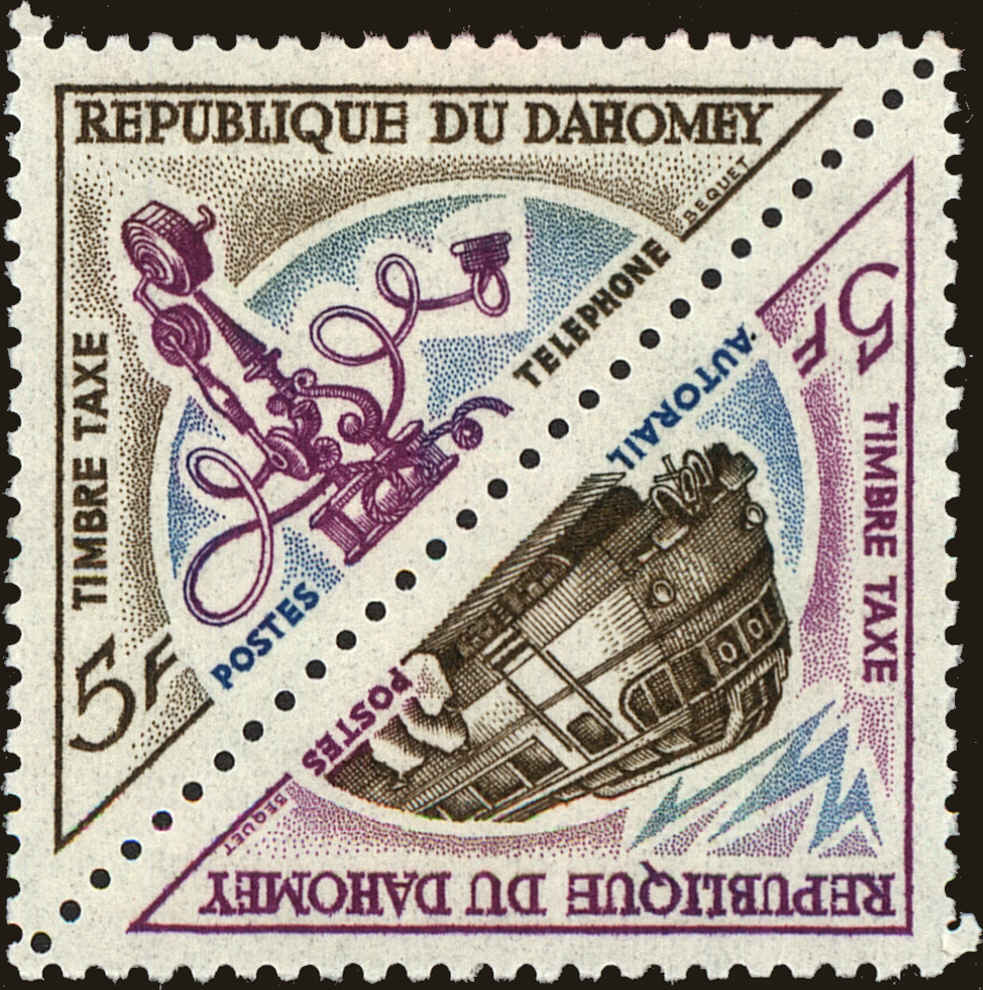 Front view of Dahomey J39a collectors stamp