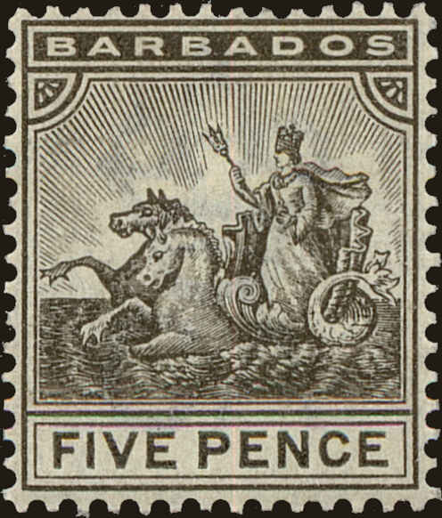 Front view of Barbados 75 collectors stamp