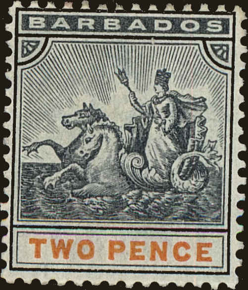 Front view of Barbados 73 collectors stamp