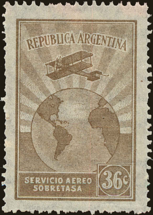 Front view of Argentina C10 collectors stamp